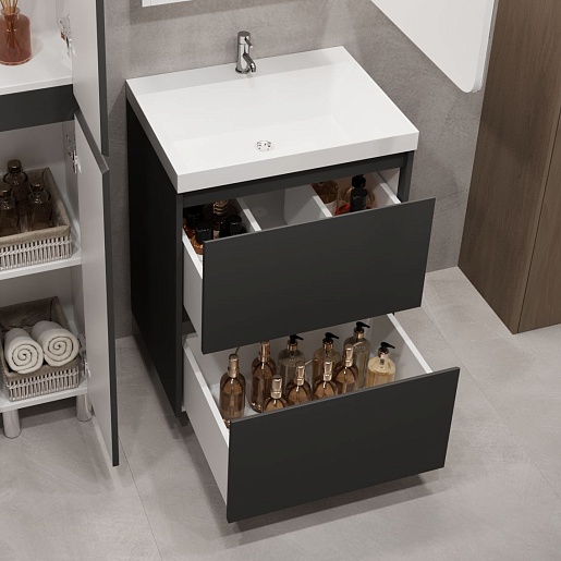 Stella Polare Тумба под раковину Борнео 70 Люкс графит матовый – картинка-7